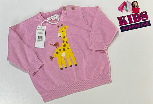 New PureBaby Pink Jumper With Giraffe Print Size 00￼