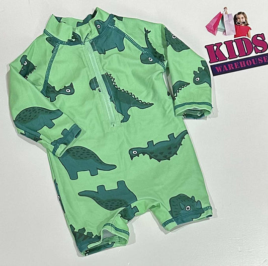 Baby Berry Green Bodysuit With Dinosaur Pattern Size 00