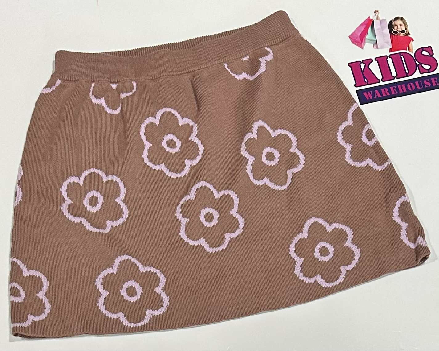 Seed Heritage Brown Skirt With Pink Flower Pattern Size 9