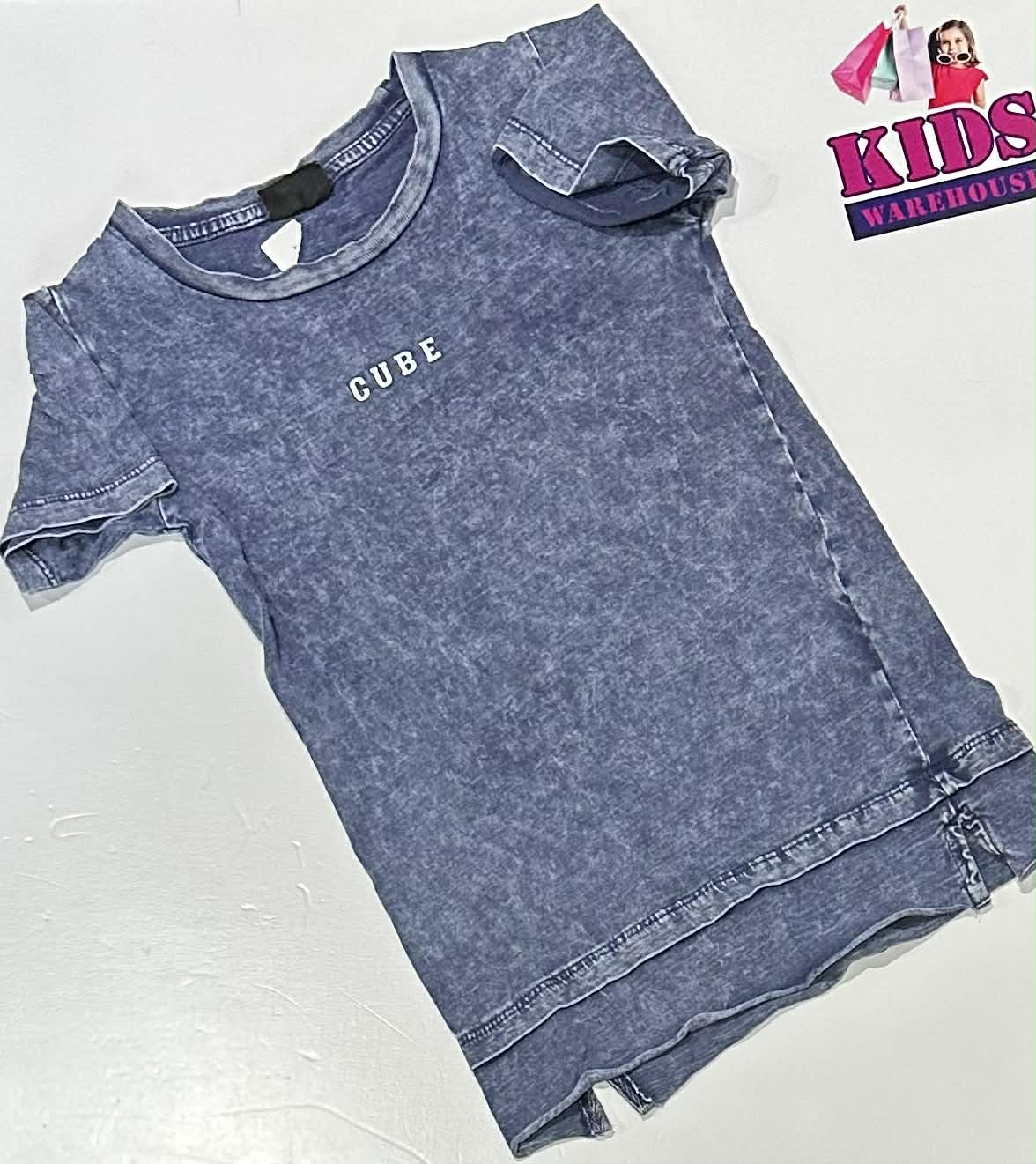 Culture Cube Blue & White Top With “Cube” Print Size 5