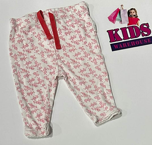 PureBaby White Pants With Pink Star Pattern Size 0
