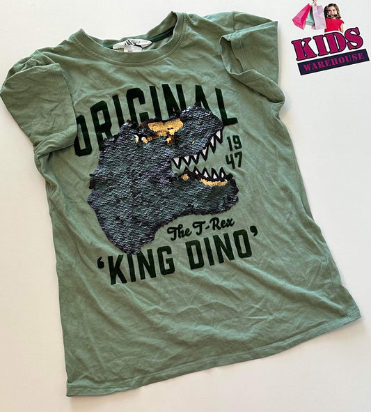 H&M Green “King Dino” T-Rex Top Size 9