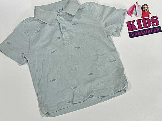 Target Blue Top With Shark Pattern Size 1