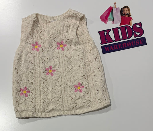 Zara White, Floral Print Knit Vest Size 2