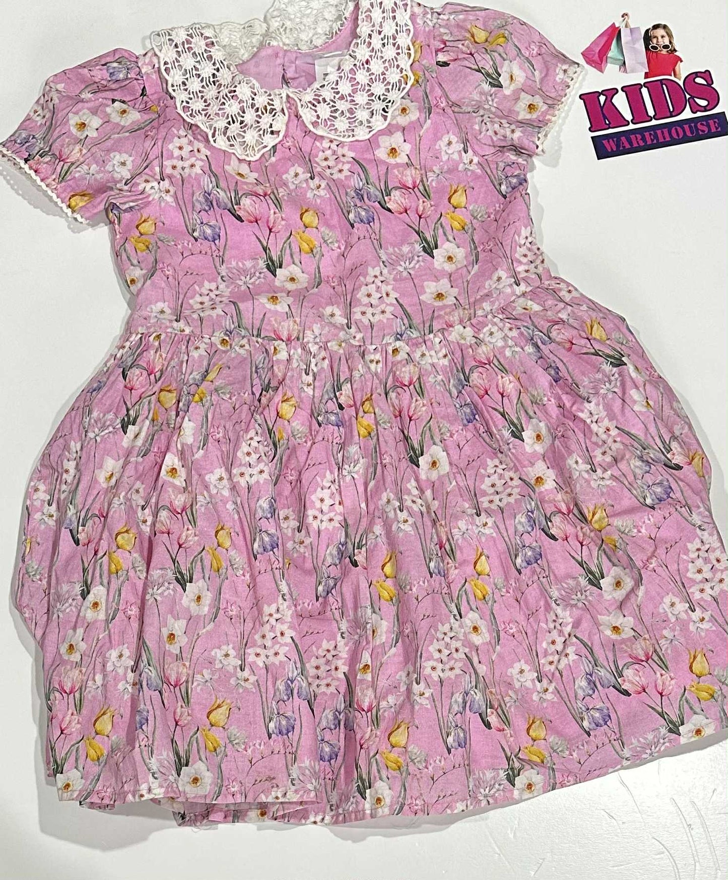 Origami Pink Dress With Flower Pattern Size 5