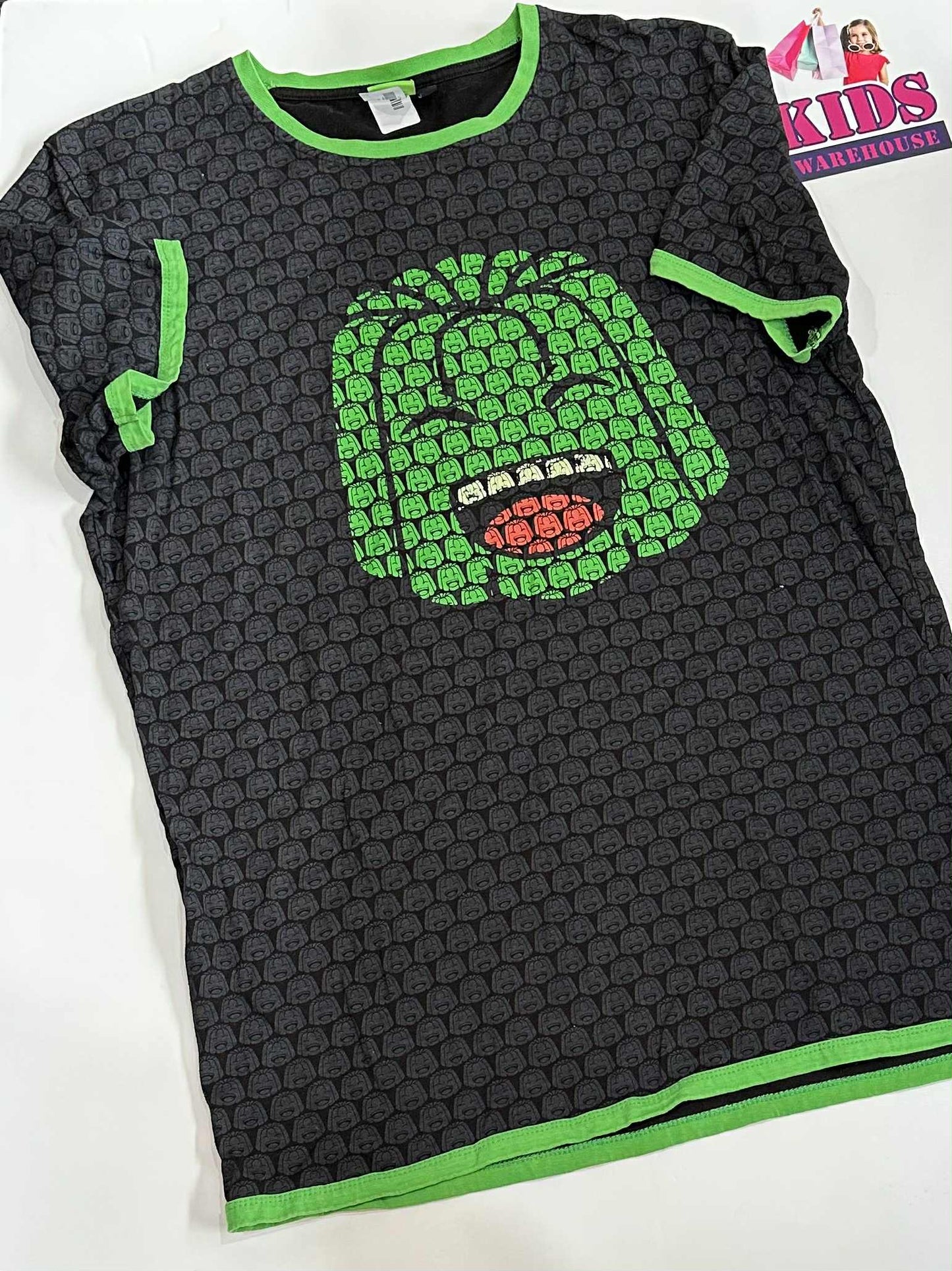 Jelly Black & Green Top With Jelly Pattern Size 16