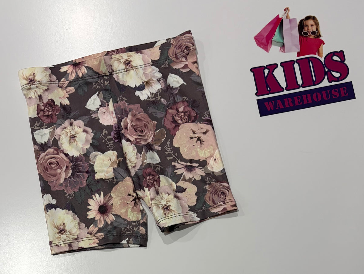 Grey, Floral Print Shorts Size 4