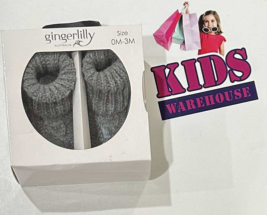 Ginger Lilly Australia Grey Slippers Size 1 0-3 Months (Newborn)