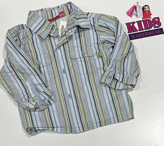 Sprout Blue & Green Striped Long Sleeve Top Size 1