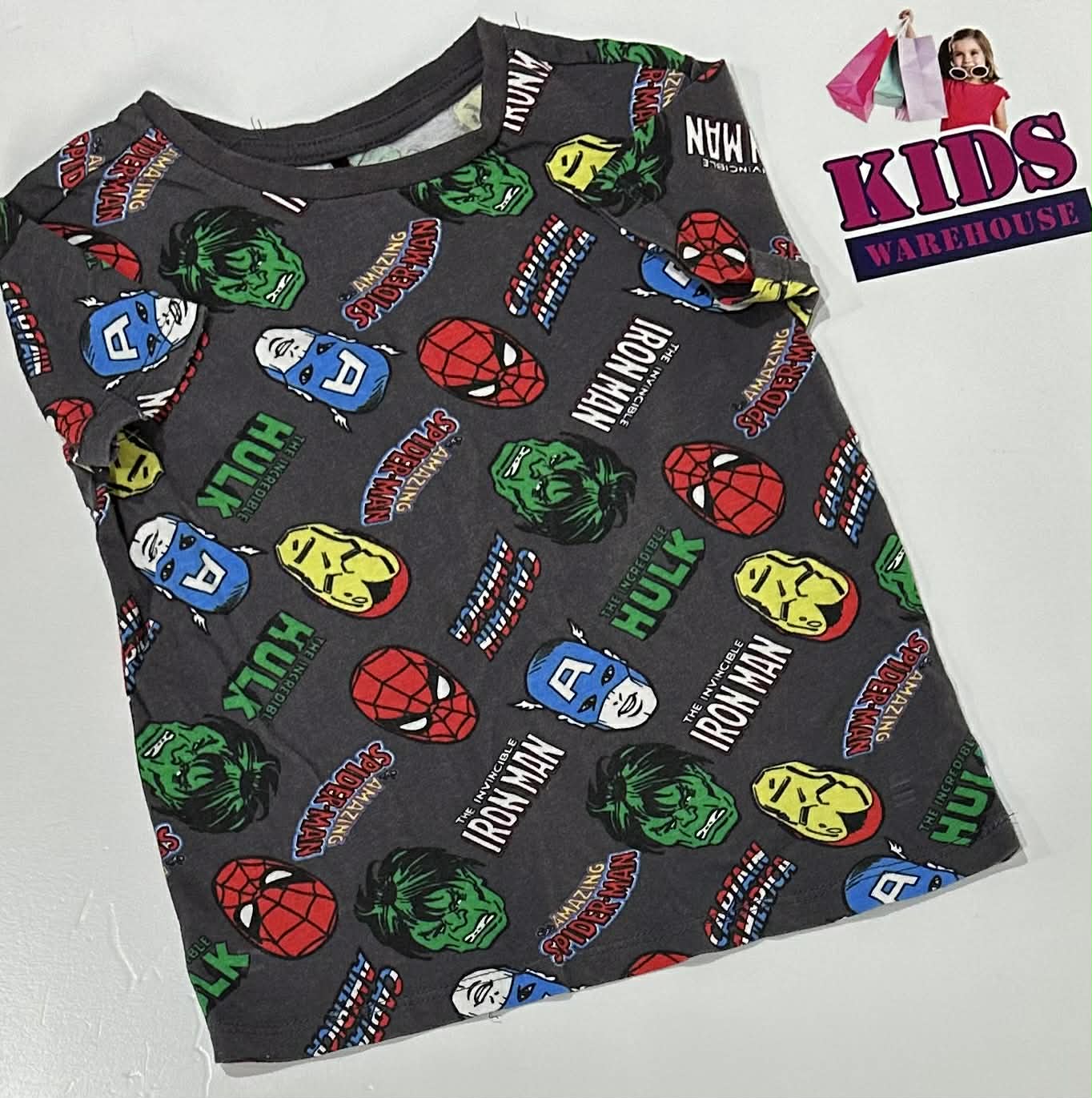 Marvel Grey Top With Marvel Characters Print Size 4
