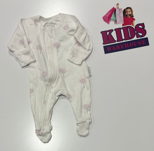 Purebaby White, Pink Tree Print Jumpsuit Size 00000