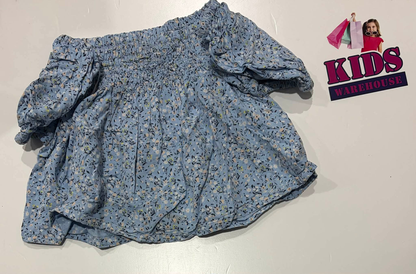 Target Blue Top With Flower Pattern Size 10