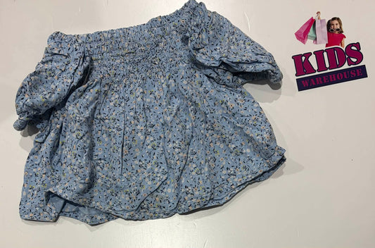 Target Blue Top With Flower Pattern Size 10