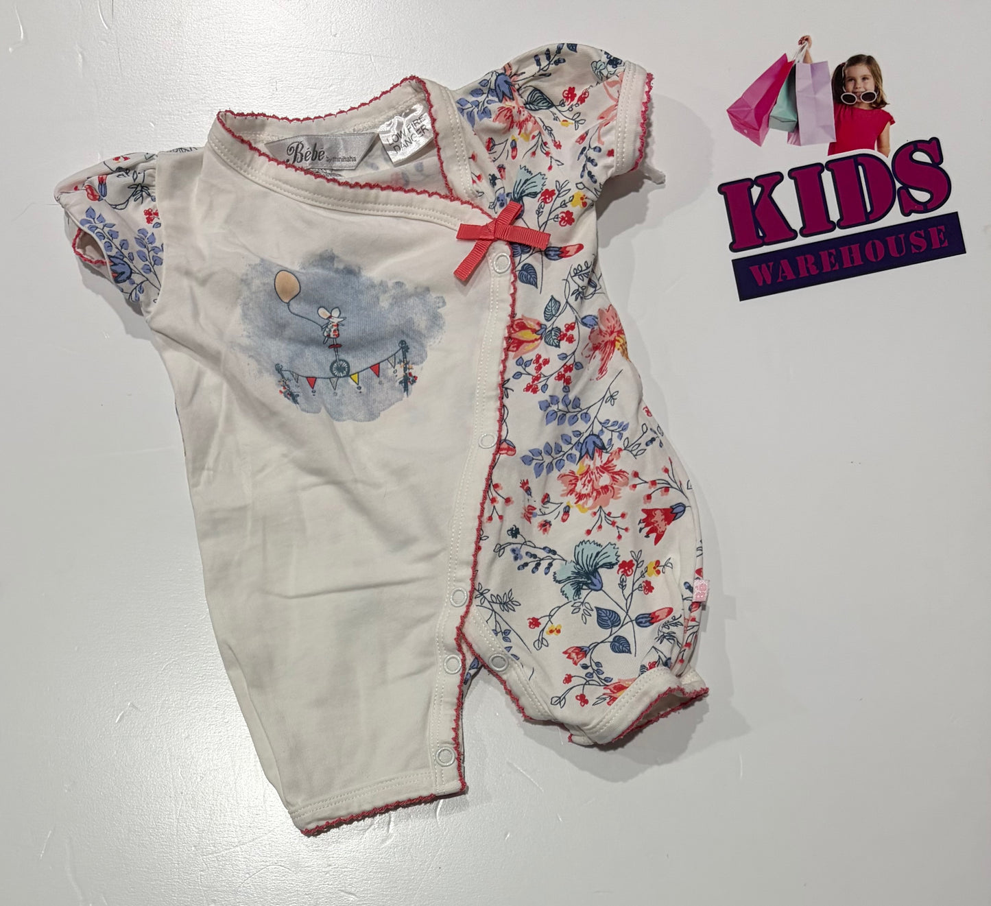 Bébé White, Floral Print Jumpsuit Size 0000