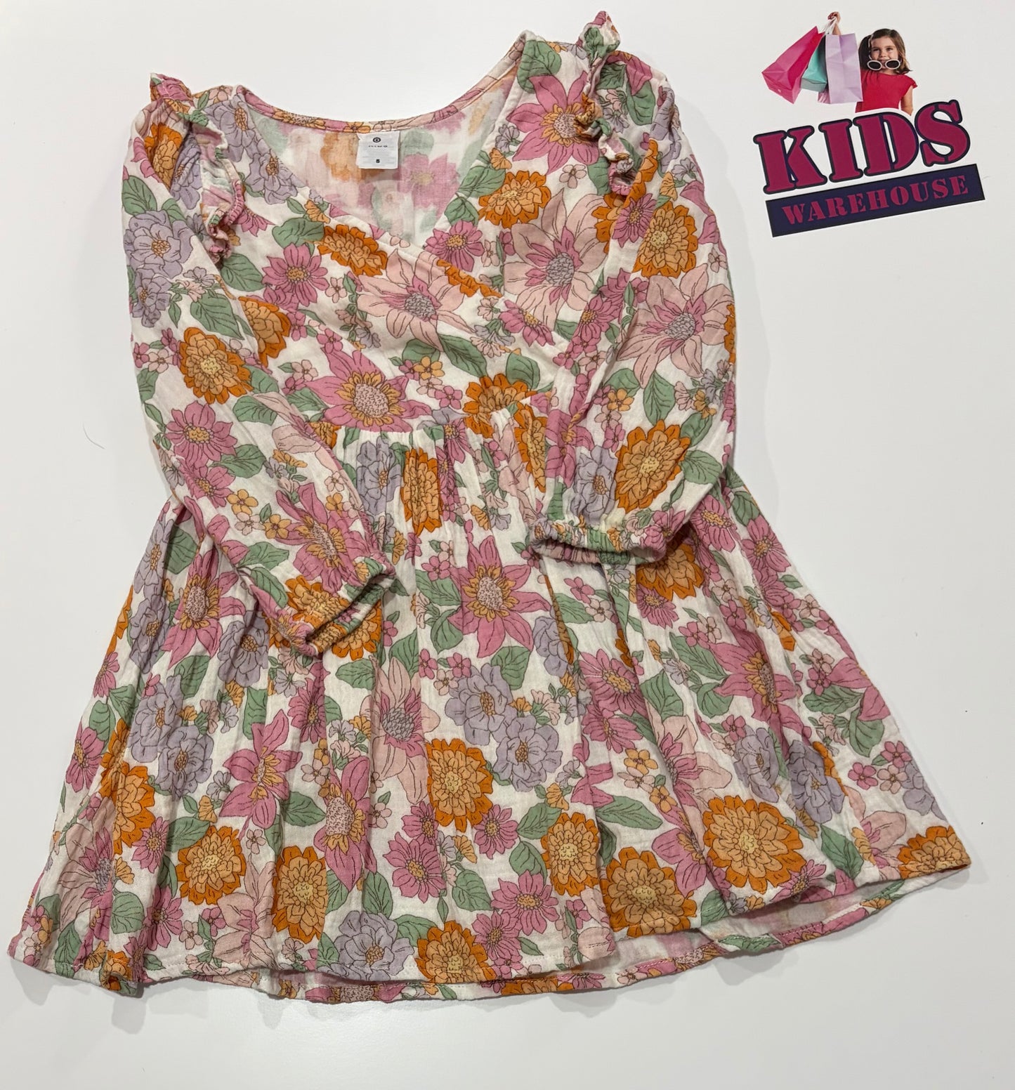 White, Floral Print Dress Size 5