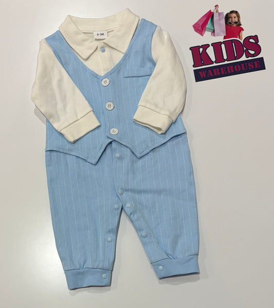 White, Blue Soft Suit Costum Onesie Size 0000