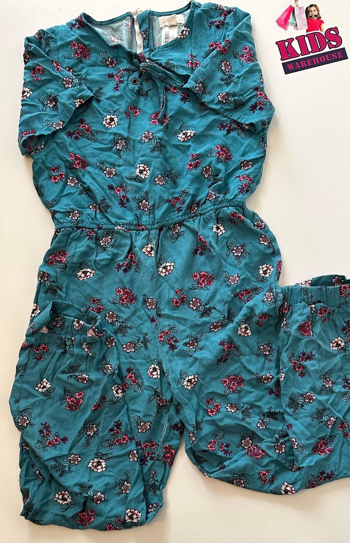 Pumpkin Patch Blue & Purple Flower Jumpsuit Size 10