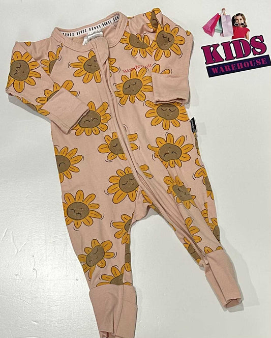 Bonds Pink Wondersuit With Sun Flower Pattern Size 000