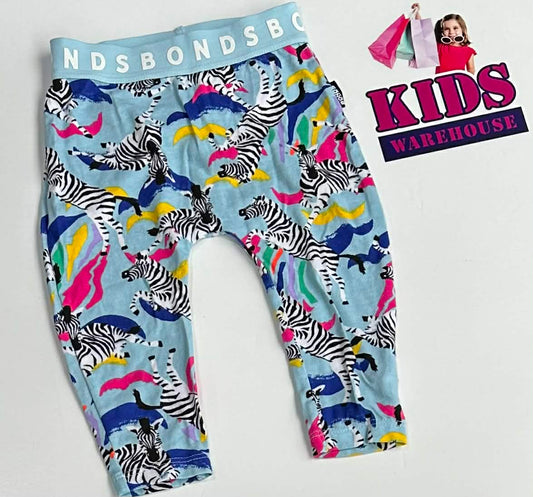 Bonds Blue Leggings With Zebra Pattern Size 00