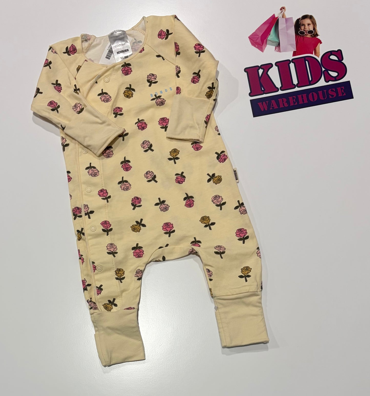 Bonds Cream, Rose Print Cozysuit Size 0000