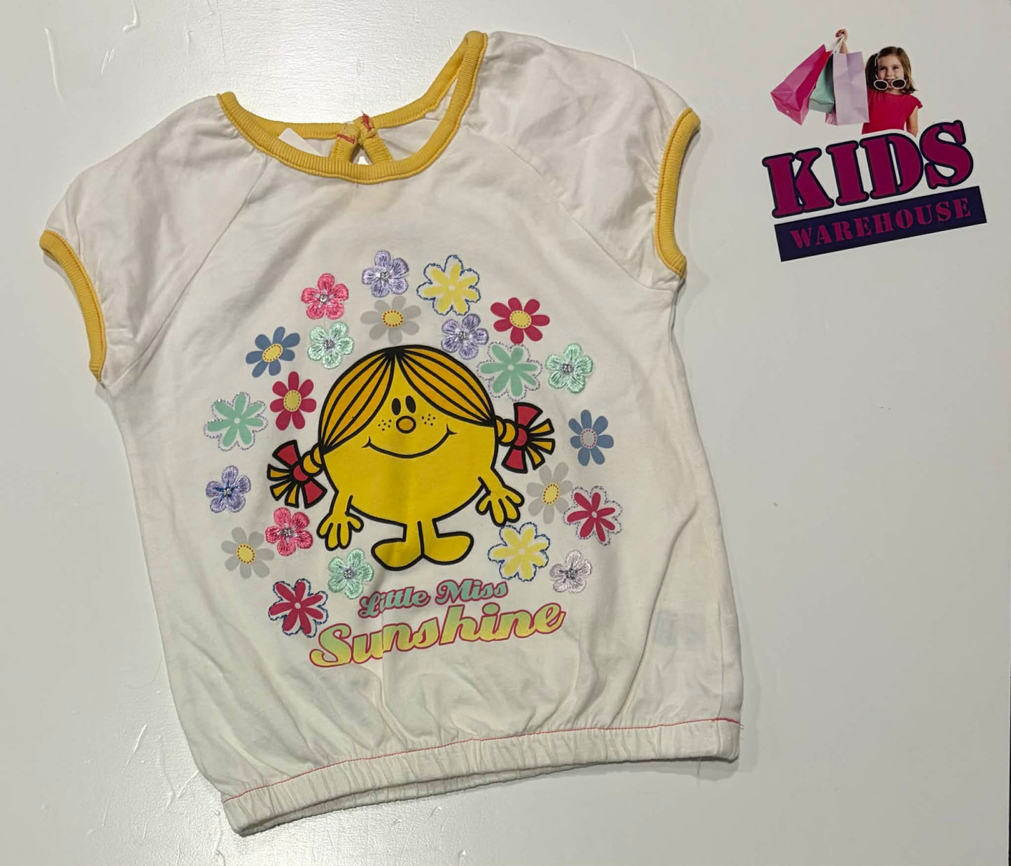 Little Miss Sunshine White & Yellow Top Size 2