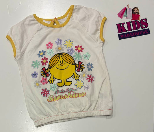 Little Miss Sunshine White & Yellow Top Size 2