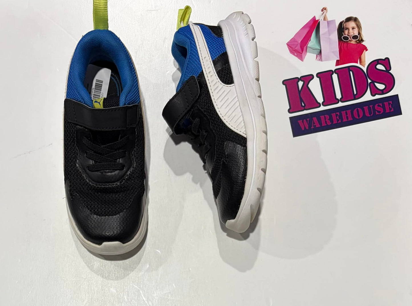Puma Black, White, Blue, Green Runners Size US10/UK9 (Child)