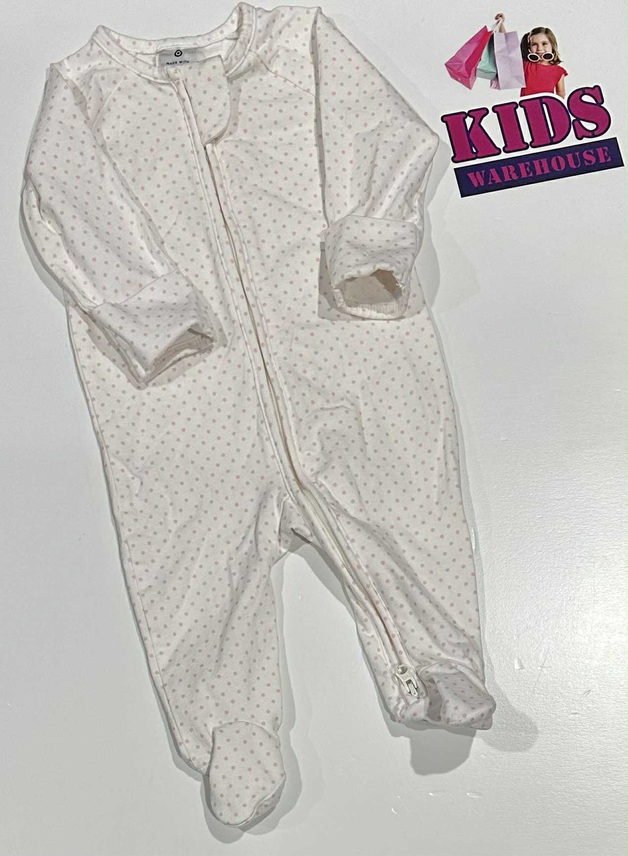 Target White Jumpsuit With Pink Dotted Pattern Size 000