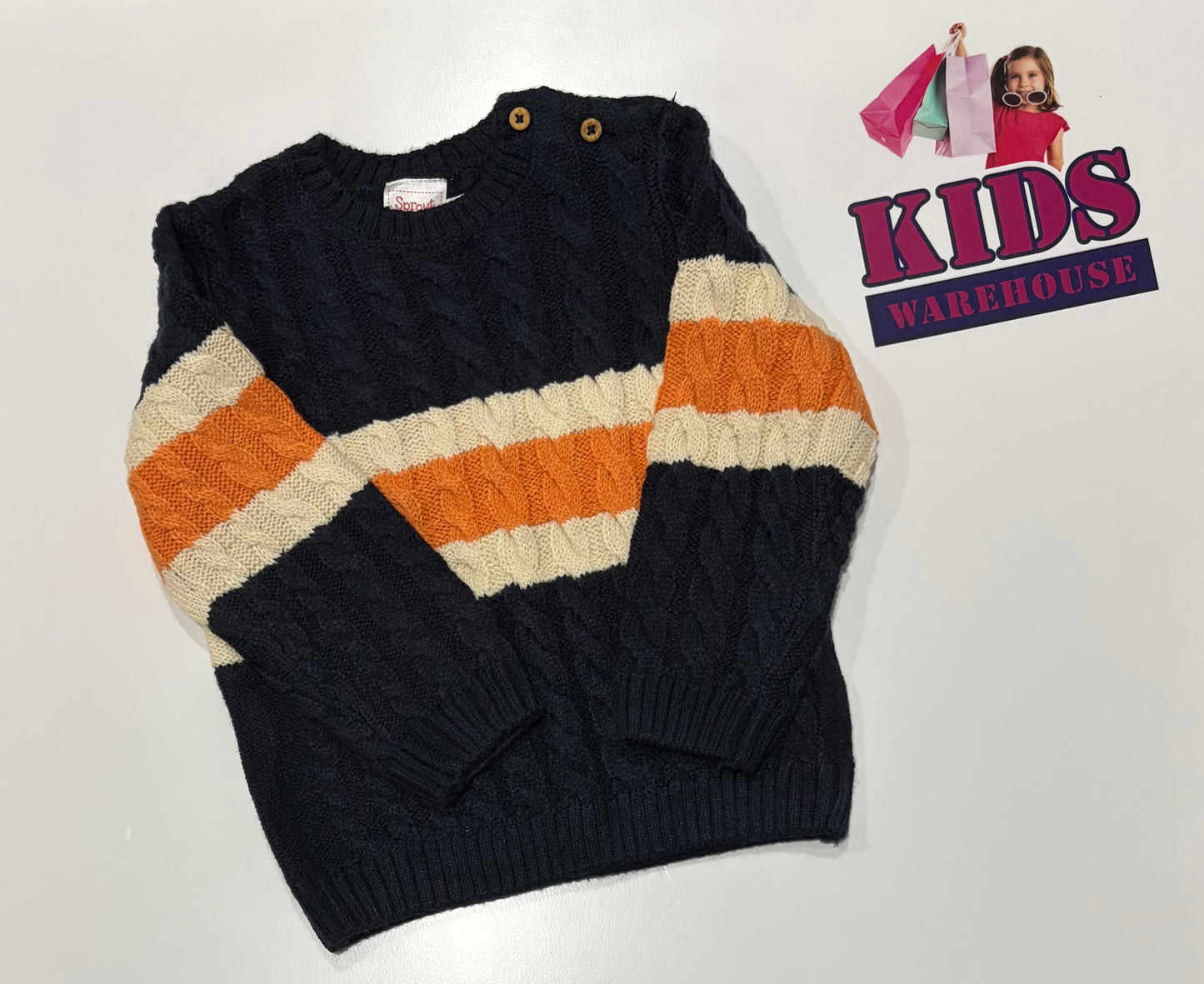 Sprout Black, Orange Stripe Sweater Size 2