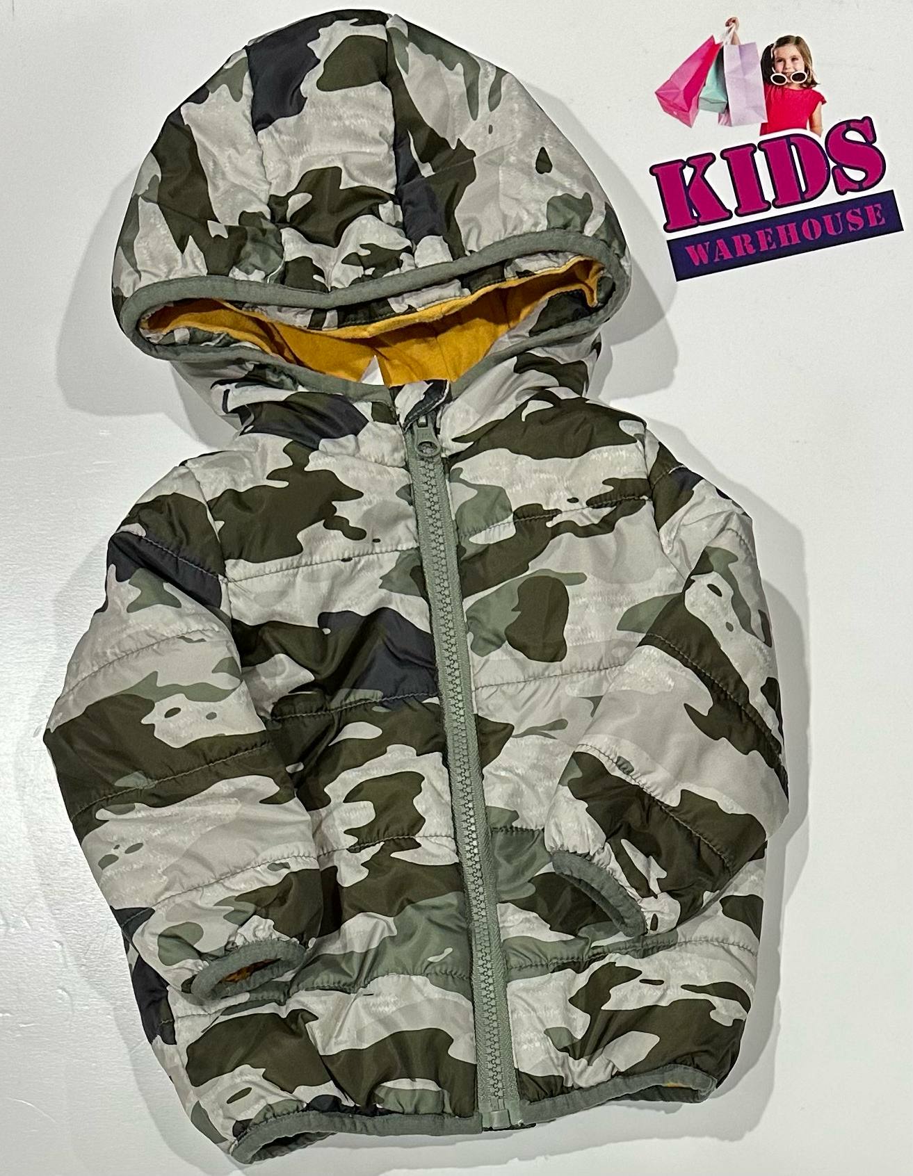 Dymples Green Camouflage Puffer Jacket Size 0