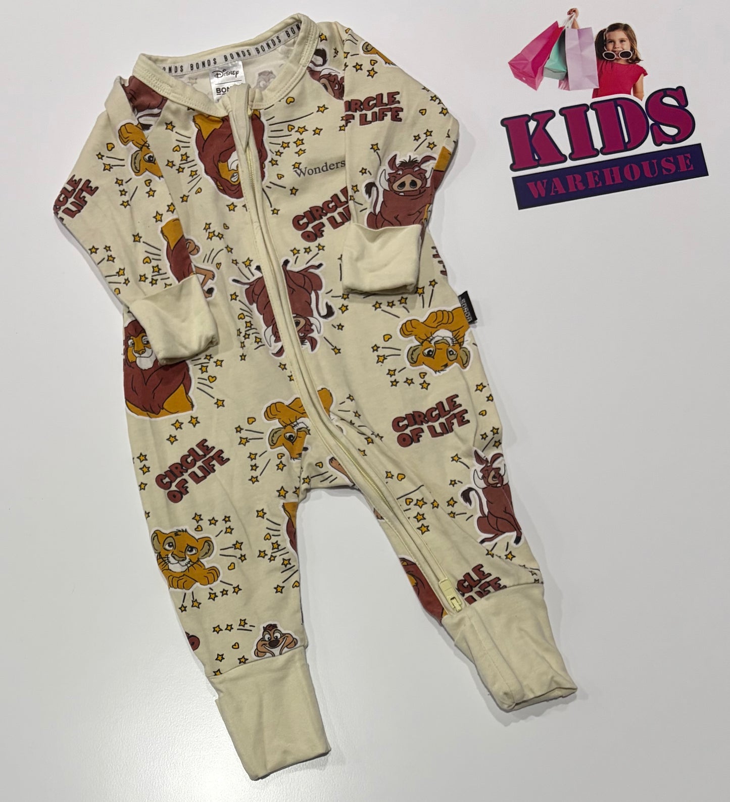 Disney X Bonds Cream, Character Print Jumpsuit Size 000