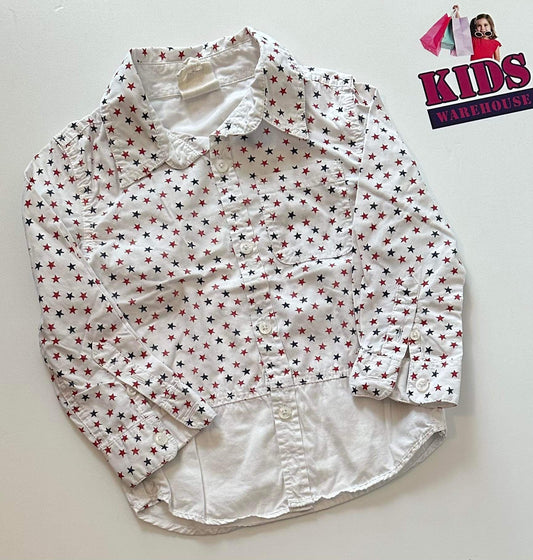 Cotton On White, Red & Blue Star Shirt Size 3