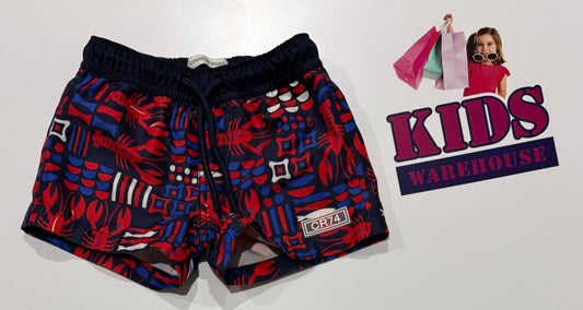 Country Road Black, Red, Blue Lobster Print Swim Shorts Size 00