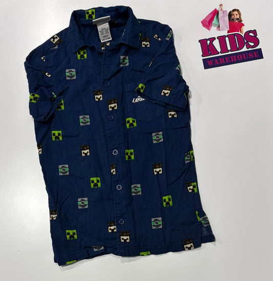 Minecraft Legends Navy, Creeper Head Print Top Size 8