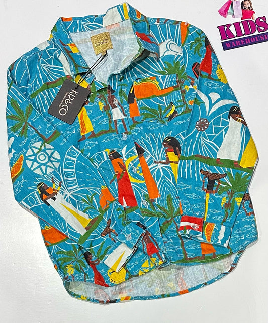 New KIP & Co Blue Top With Egyptian Print Size 9