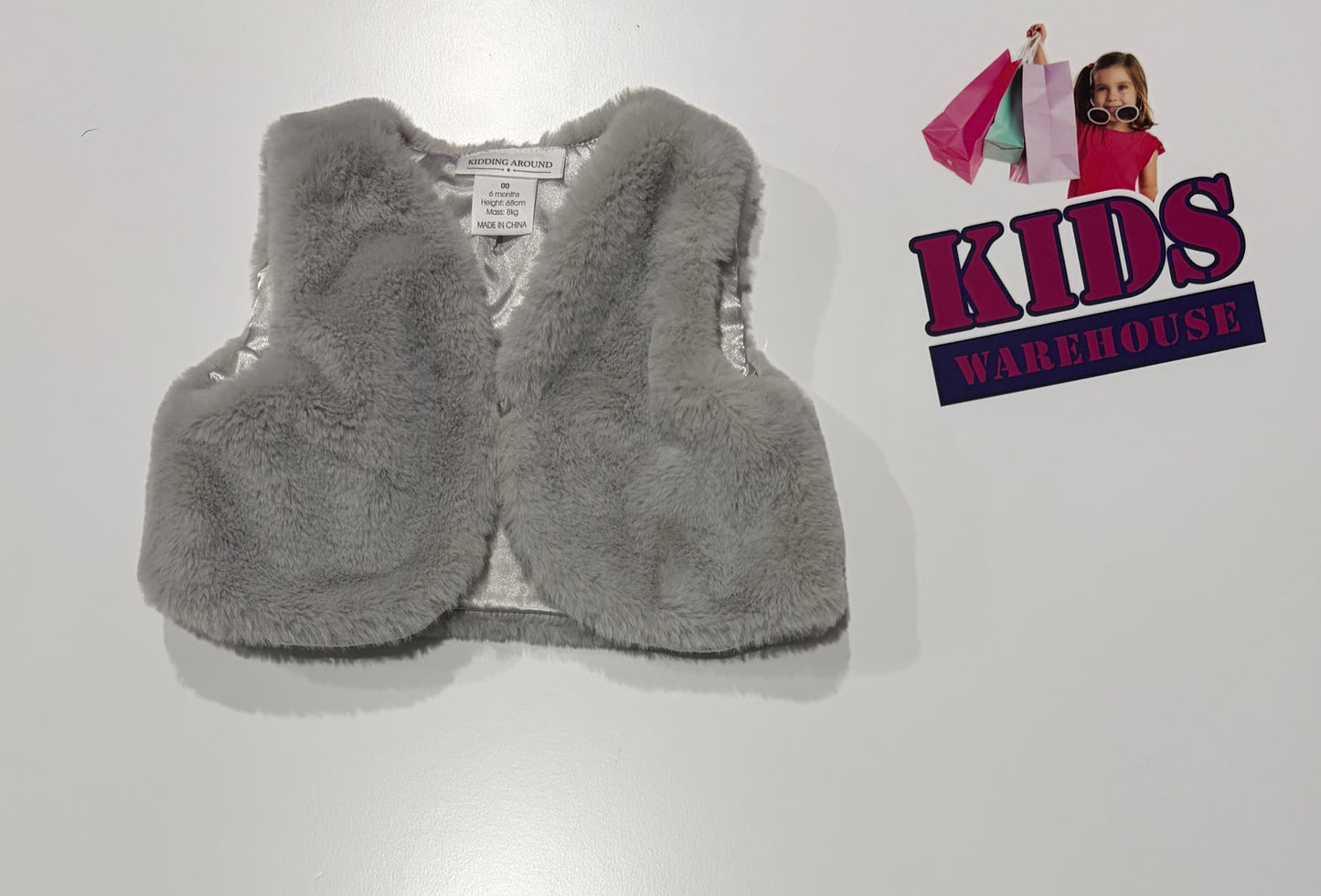 Kidding Around Grey Fluffy Vest Size 00