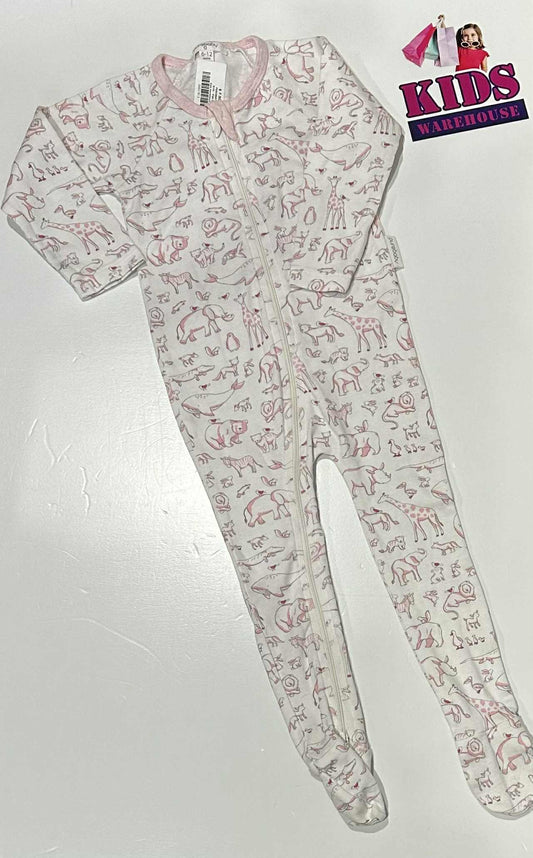 PureBaby White & Pink Jumpsuit With Animal Pattern Size 0