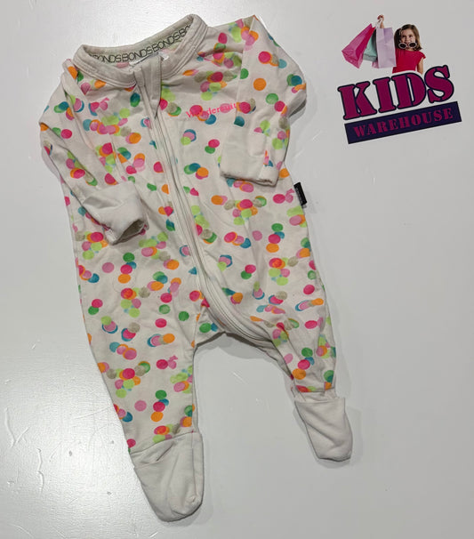 Bonds Wondersuit White, Pink, Green, Blue Polka Dot Jumpsuit Size 0000
