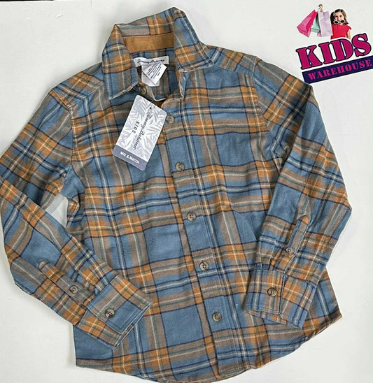 New Tommy Bahamas Blue & Brown Long Sleeve Shirt Size 6