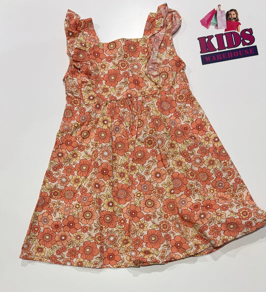 Lily & Dan White, Orange Floral Print Dress Size 5