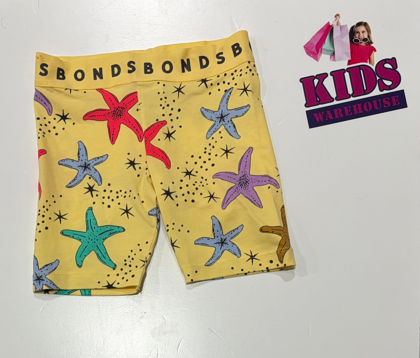 Bonds Yellow, Star Fish Print Shorts Size 4