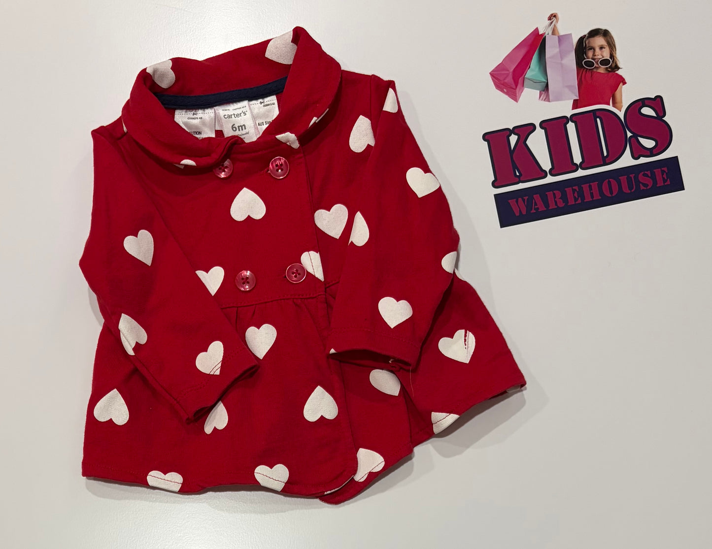 Carters Red, White Polka Heart Print Jacket Size 0