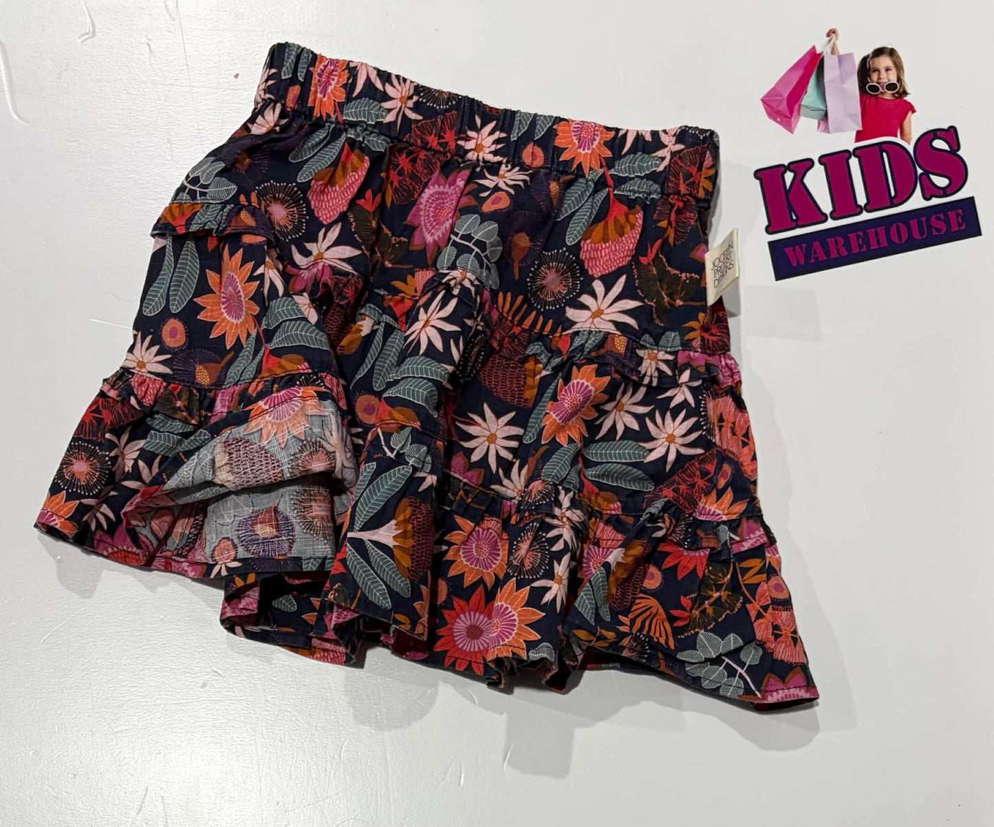 Jocelyn Proust Designs Black Skirt With Pink Flower Pattern Size 3