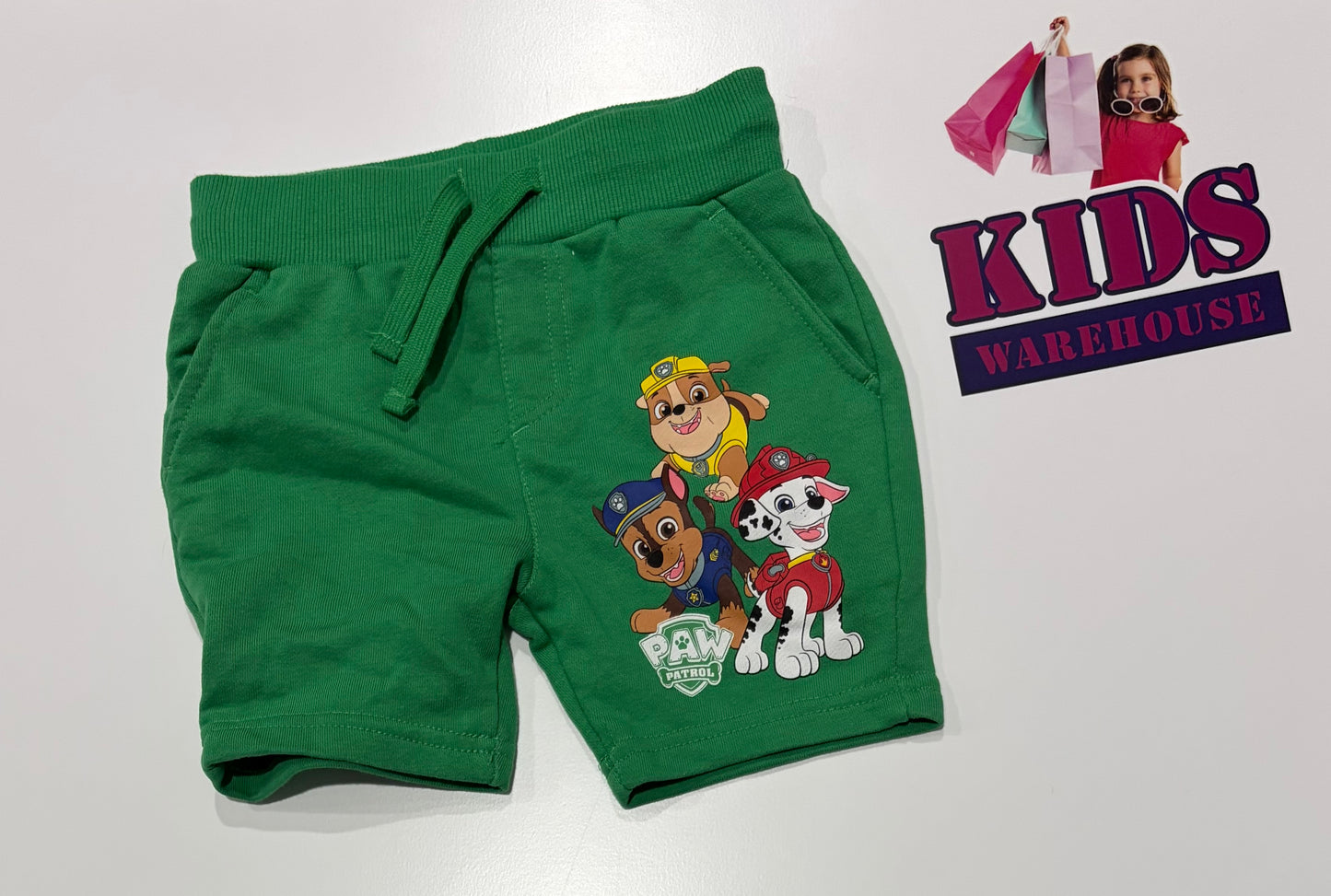 Paw Patrol Green, Character Print Shorts Size 2
