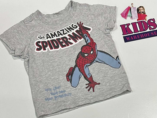 Cotton On Grey Top With “The Amazing Spiderman” Print Size 00