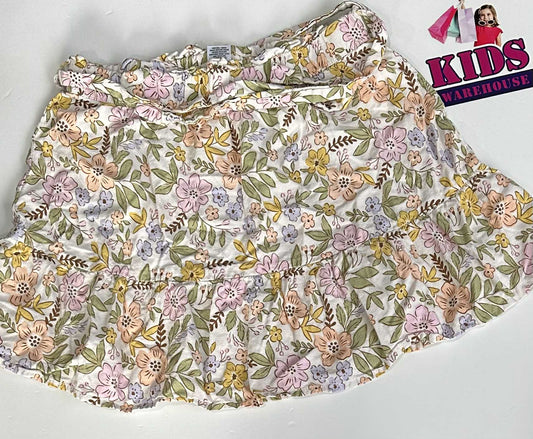 Target White Skirt With Pink & Green Flower Pattern Size 12