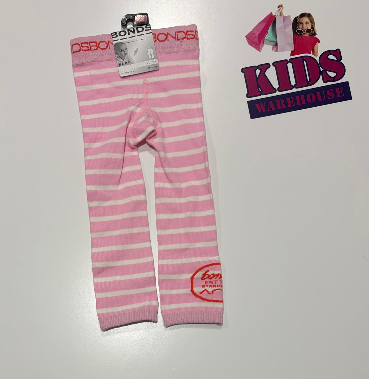 Not Used Bonds Pink, White Stripe Pants Size 1