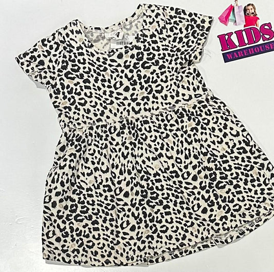 Cotton On White Dress With Black Leopard Pattern Size 2