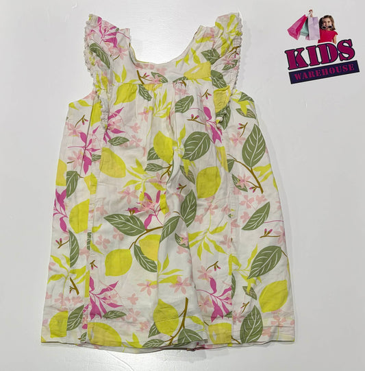 Charlie & Me White Dress With Yellow Lemons Pattern Size 3
