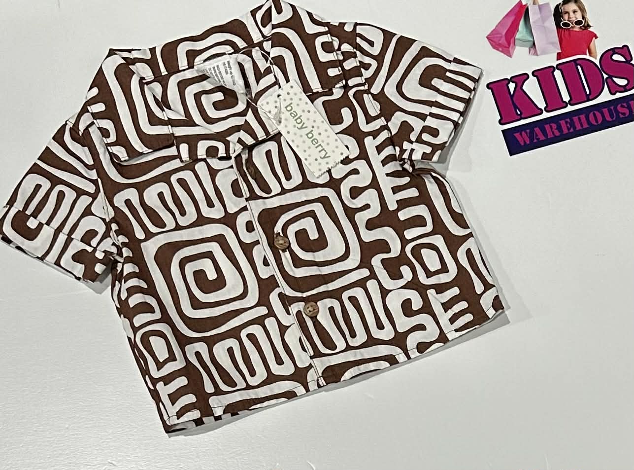 New Baby Berry Brown & White Shirt Size 0000